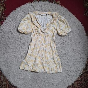 Womens Rixo Dress Kayla Dress Size Small Floral Print Butter Yellow Cream Ivory